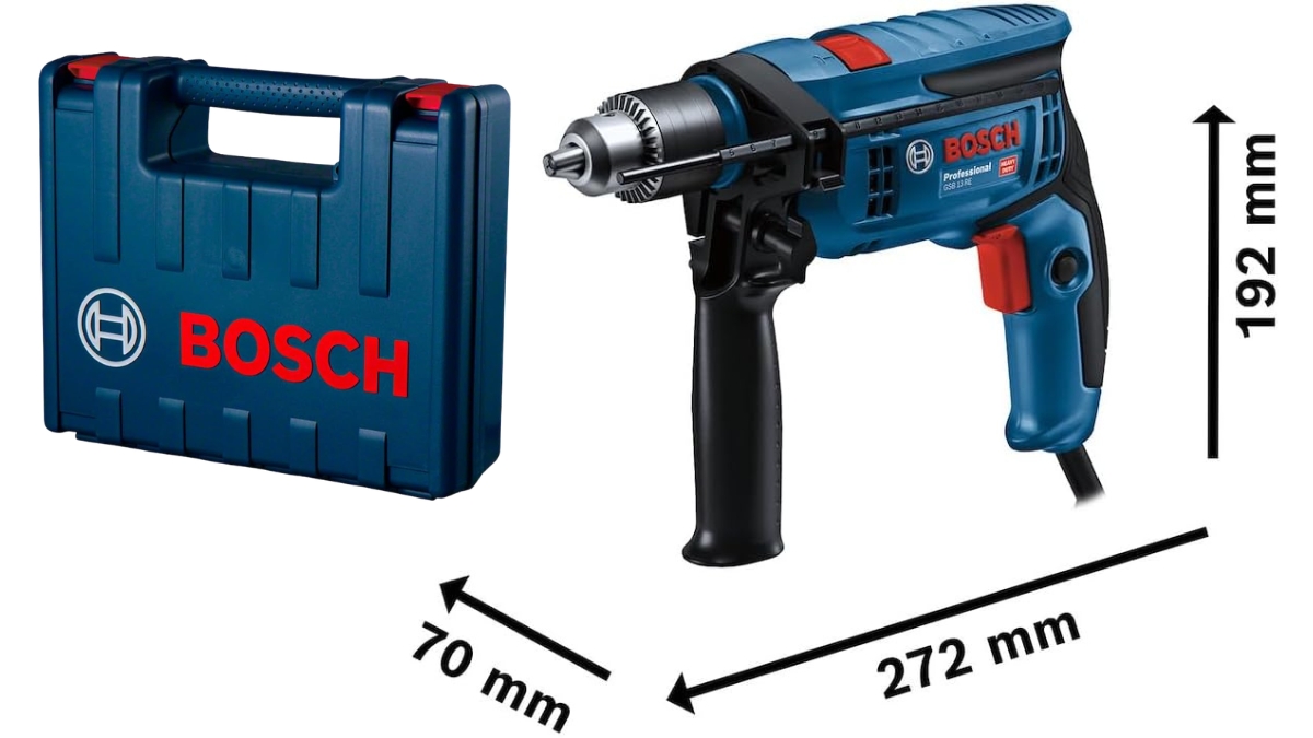 Verificando Dimensões oficiais da Bosch Furadeira de Impacto