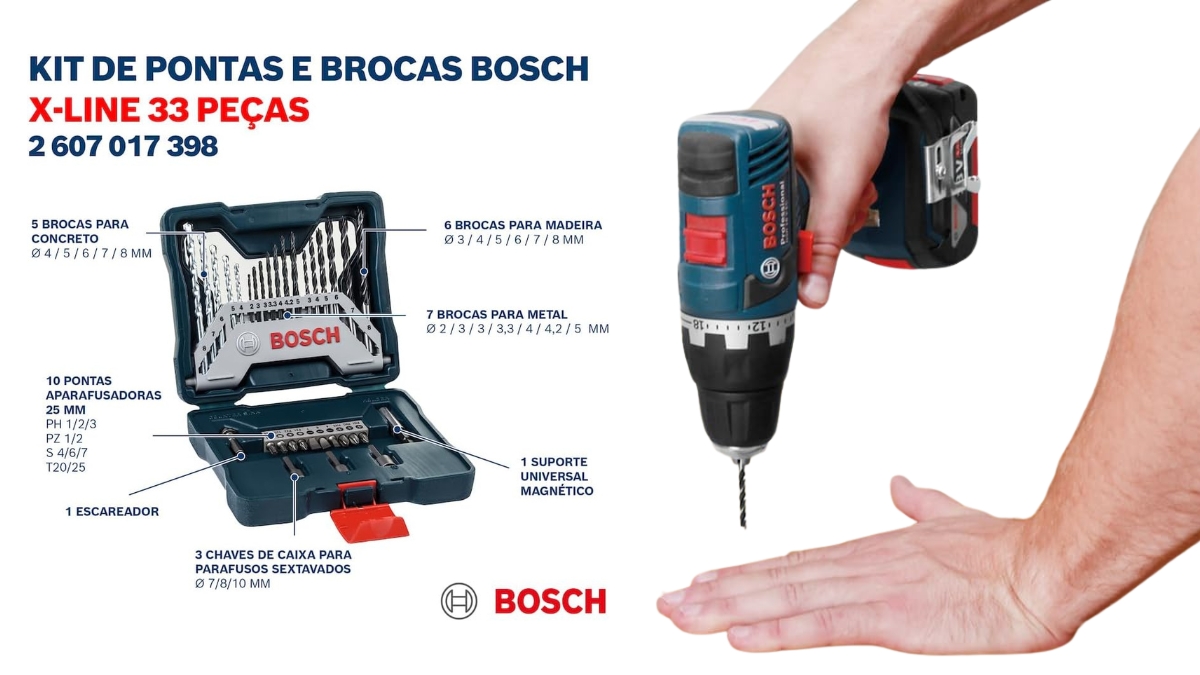 Analisando características do Kit de pontas e brocas Bosch X-Line 33 peças