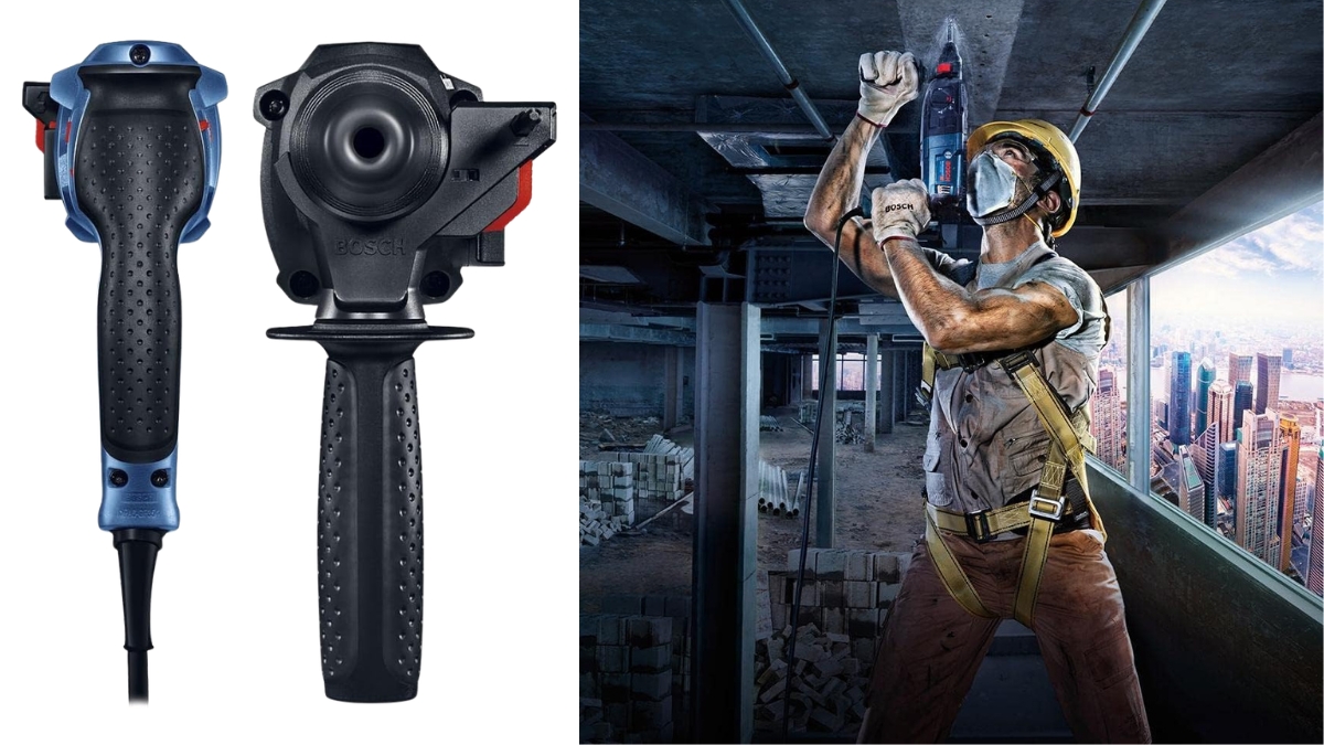 Operário utilizando o Bosch GBH 2-24 D em uma obra estrutural pesada