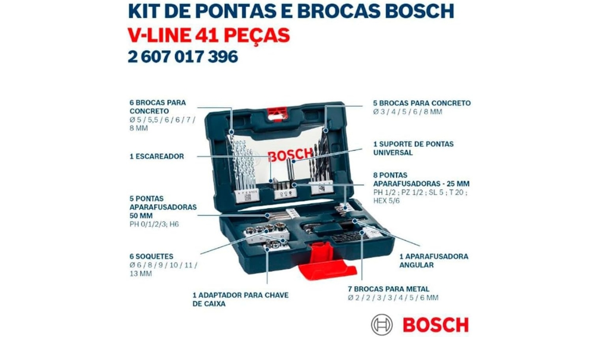 Lendo especificações do Kit de brocas Bosch V-line 41 peças
