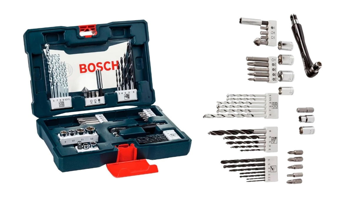 Organizando componentes internos do Kit de brocas Bosch 41 peças