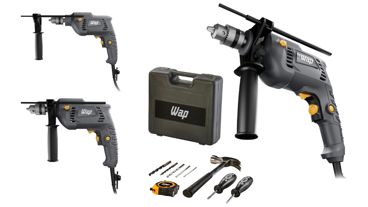 Ajustando mandril de 10mm da WAP Parafusadeira e Furadeira com Impacto