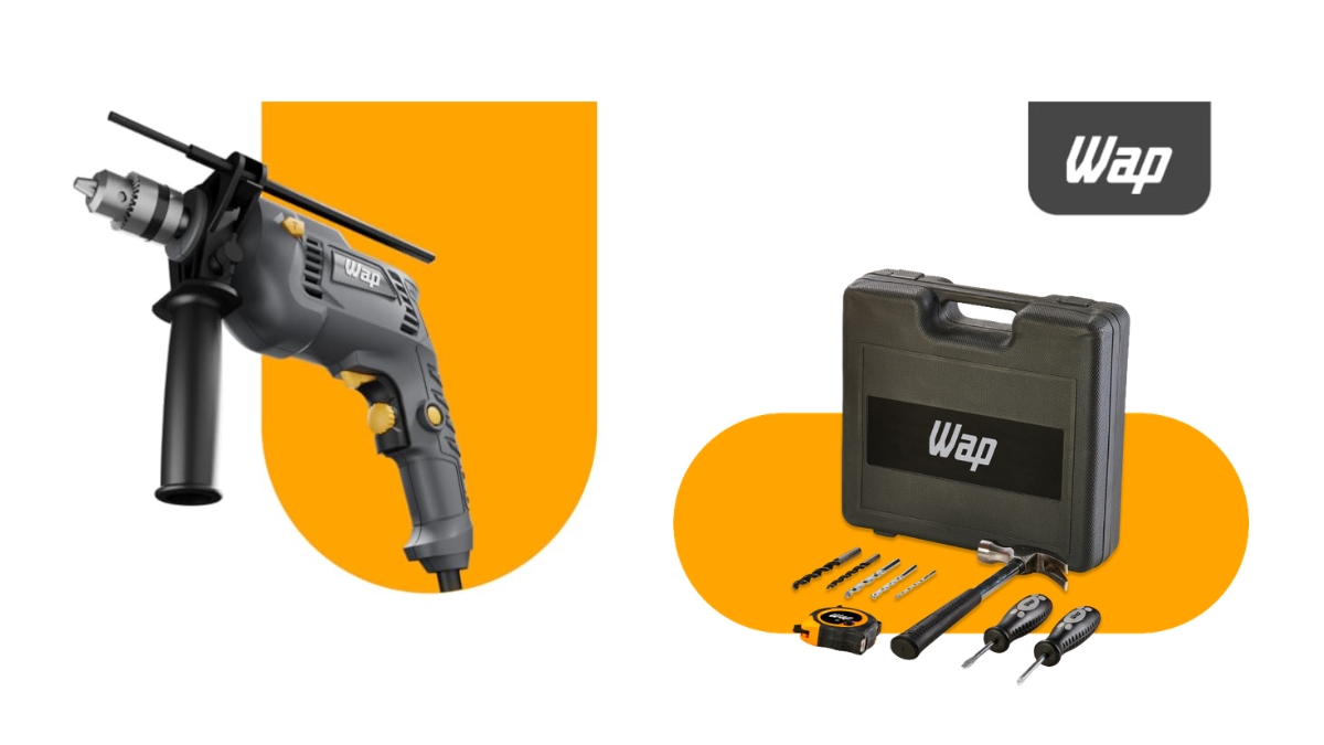 Exibindo Kit completo da WAP Parafusadeira e Furadeira de Impacto
