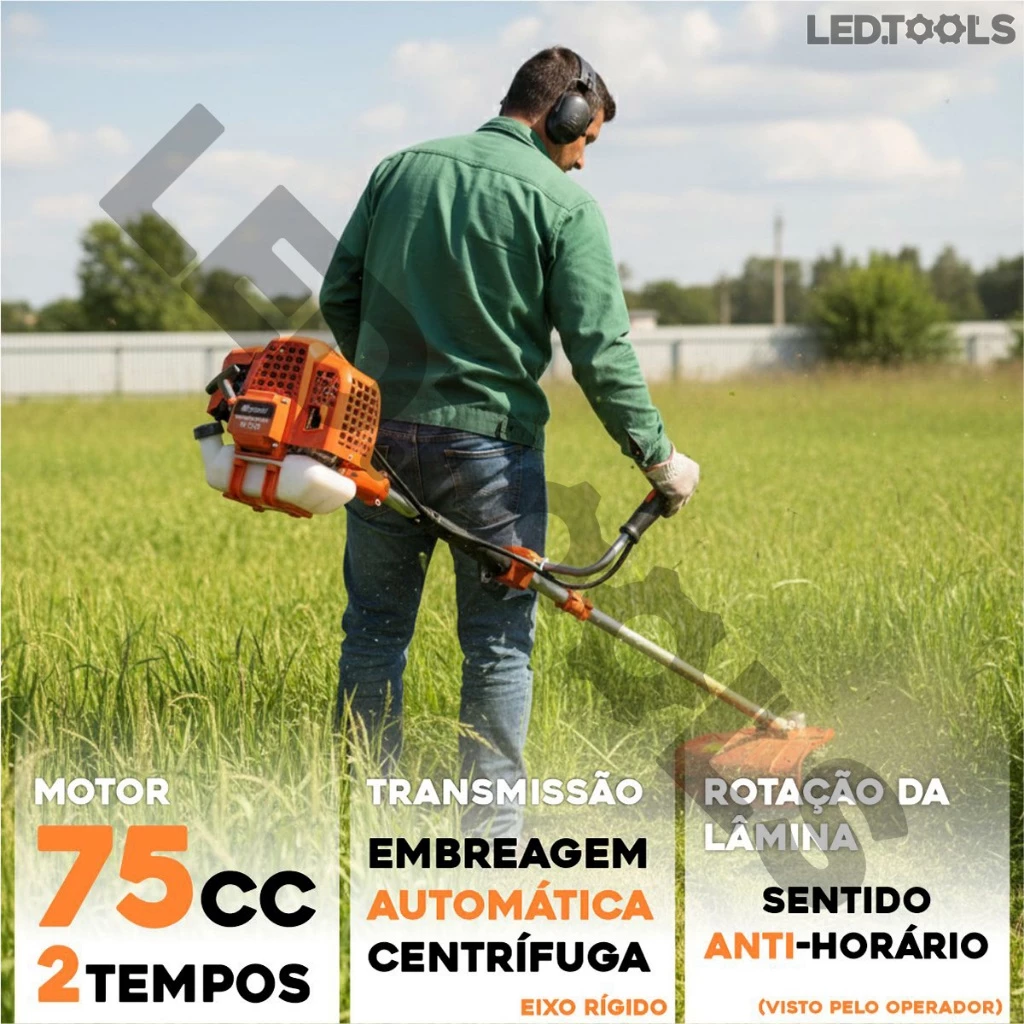 Detalhes do cabo e bocal de ajuste do aparador de grama gasolina