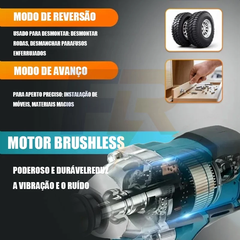 Especificações técnicas detalhadas da chave de impacto a bateria 68V