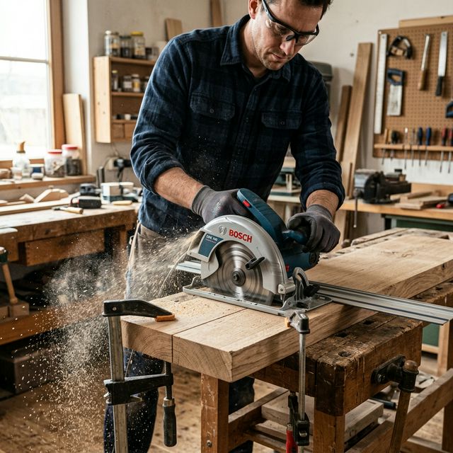 Cortando madeira com Serra Circular Profissional Bosch GKS 190