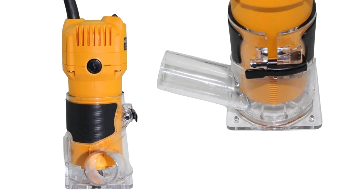 Detalhes do motor e base transparente da Tupia Laminadora KNakasaki 6mm