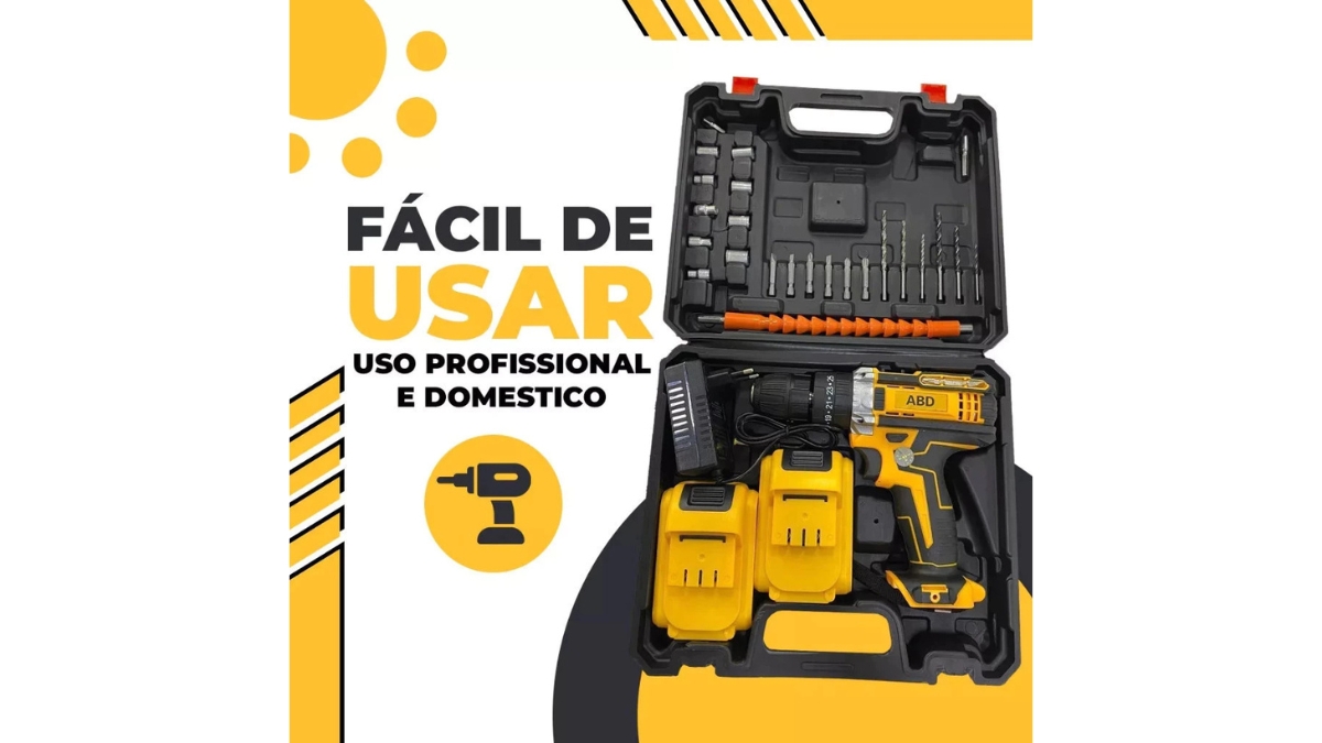 Maleta preta rígida protegendo a Parafusadeira 48V VIPCSSA contra impactos